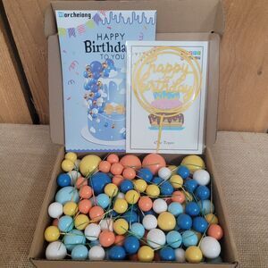 114 PCS Ball Cake Toppers - Mini Balloon Cake Decorations Foam Ball Cupcake